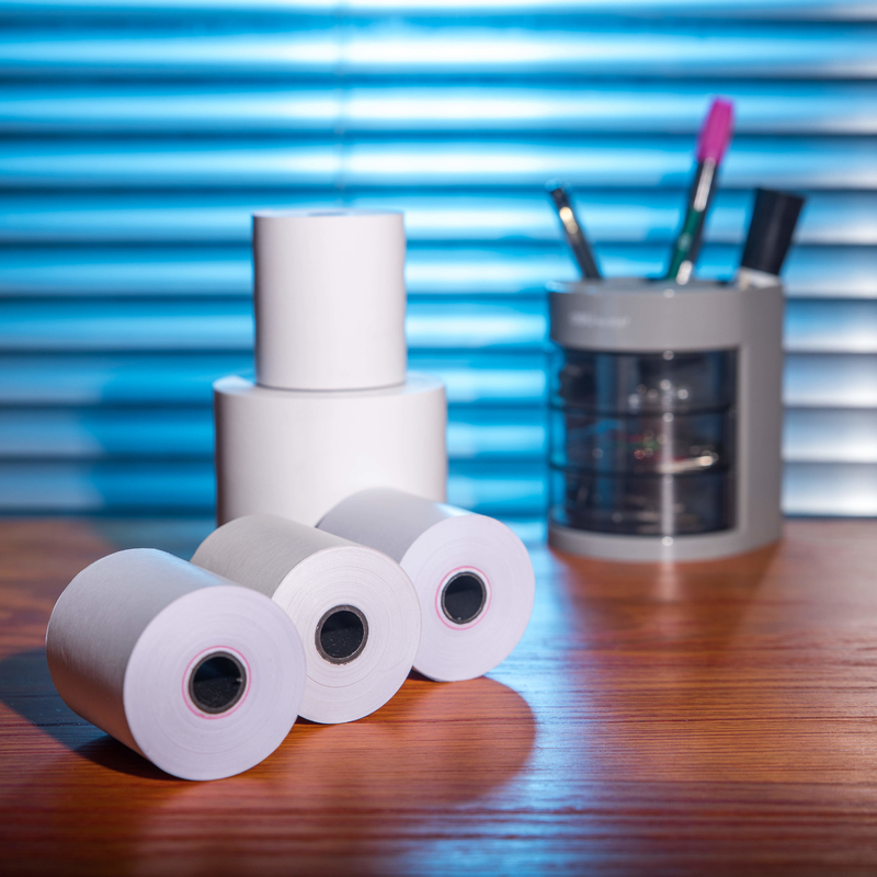 China Supplier Excellent Quality Black Image 55GSM 2 1 4 X50 Thermal Paper Roll For Supermarket/ Bank/ POS/ ATM Machine