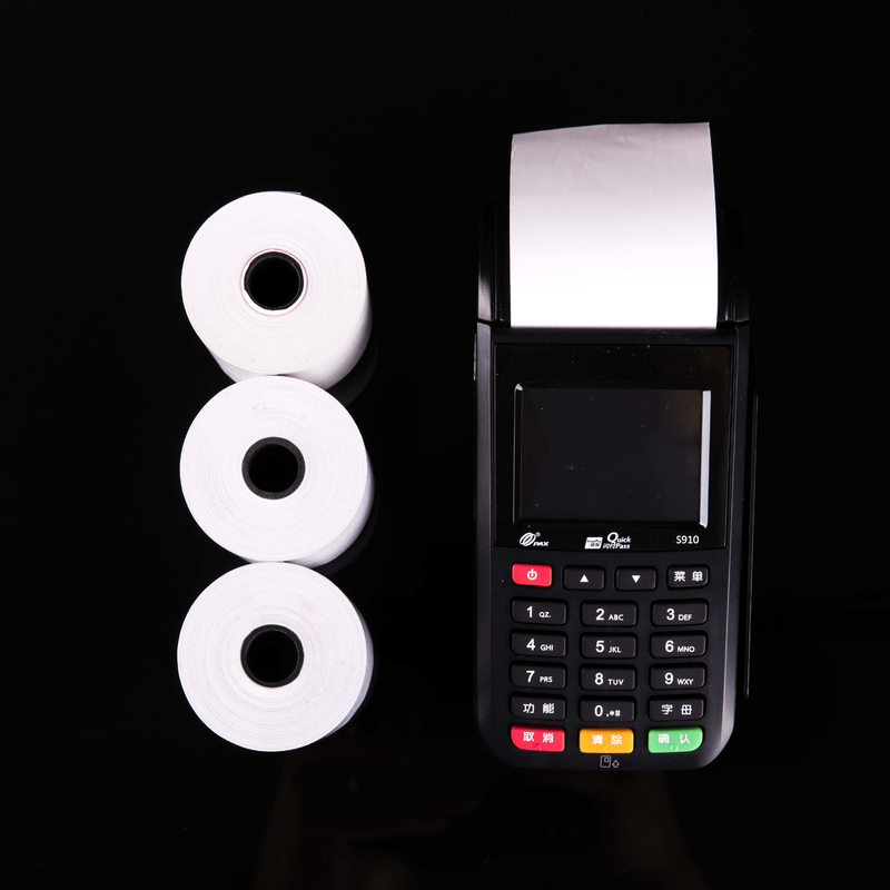 China Supplier Excellent Quality Black Image 55GSM 2 1 4 X50 Thermal Paper Roll For Supermarket/ Bank/ POS/ ATM Machine