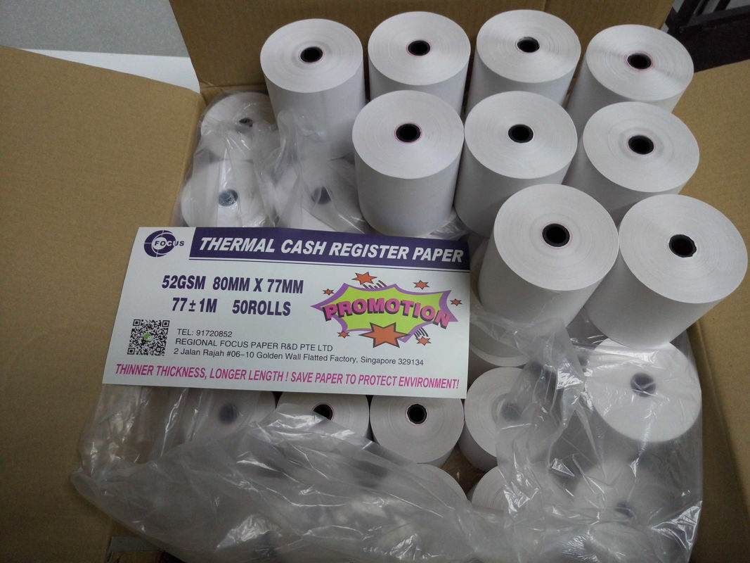 Woodpulp 79mm 80mm Thermal Receipt Paper Roll Printed Thermal Paper Rolls 57mm X 38mm