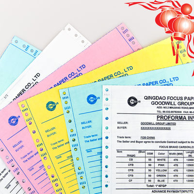 China Fábrica 7 Ply NCR Papel CB CFB CF 55/50/55gsm 61*86/70*100cm Imagem preta/azul Papel sem carbono